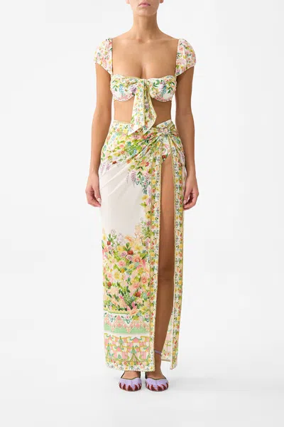 Camilla Long Sarong With Gathered Tab And Leg Split The Call Of Catalonia In White