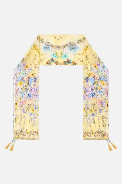 Camilla Long Silk Crinkle Chiffon Scarf Darling Buds In Multi