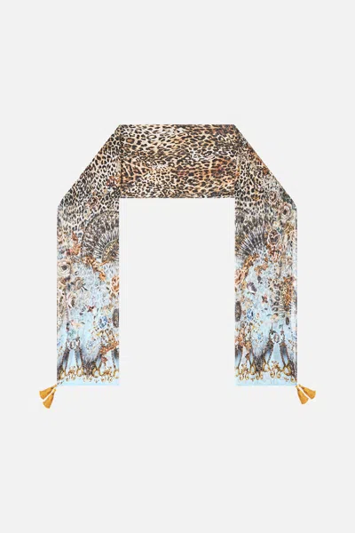 Camilla Long Silk Crinkle Chiffon Scarf Fiesta In Brown