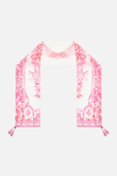 Camilla Long Silk Crinkle Chiffon Scarf Livin La Vida Rosa In Pink