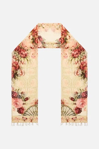 Camilla Long Silk Crinkle Chiffon Scarf Meet Me At The Majestic In Neutral
