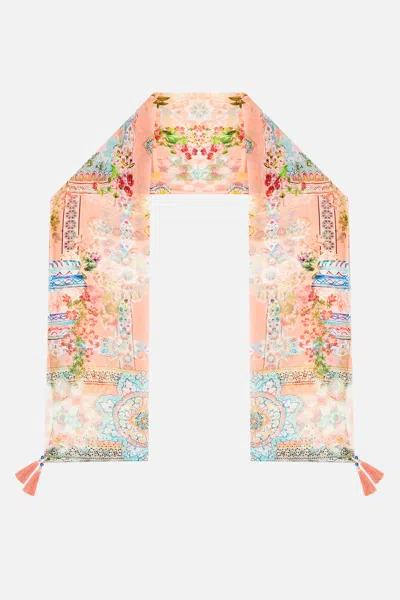 Camilla Long Silk Crinkle Chiffon Scarf Meet Me In Mallorca In Multi