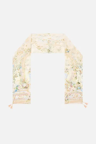 Camilla Long Silk Crinkle Chiffon Scarf Midsummer Masterpiece In Nude