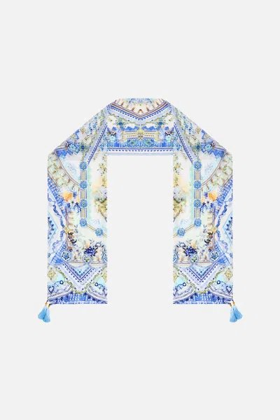 Camilla Long Silk Crinkle Chiffon Scarf My Homespun Heart In Blue