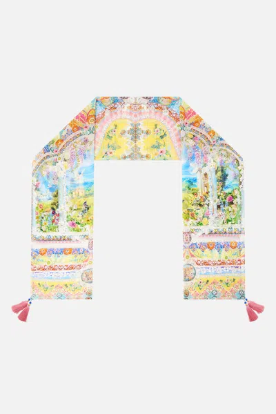 Camilla Long Silk Crinkle Chiffon Scarf Navàs Nouveau In Multi
