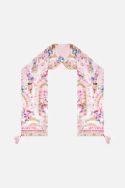 Camilla Long Silk Crinkle Chiffon Scarf Palatial Pastels In Multi