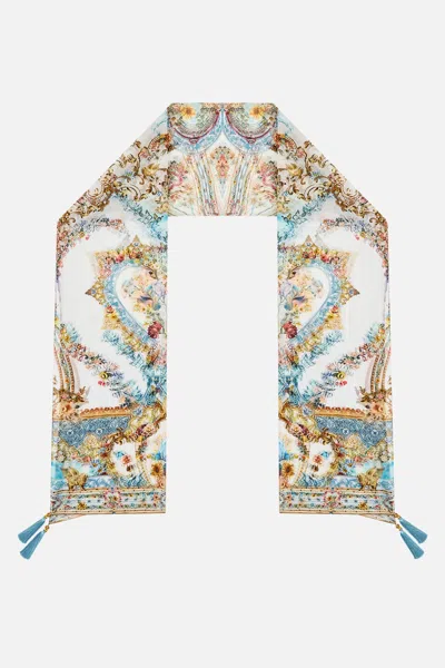 Camilla Long Silk Crinkle Chiffon Scarf Seville Sweetheart In Blue
