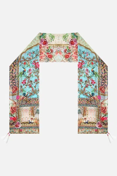Camilla Long Silk Crinkle Chiffon Scarf Sultans And Queens In Multi