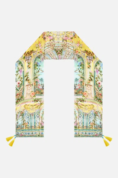Camilla Long Silk Crinkle Chiffon Scarf Tales Of Topkapi Palace In Yellow