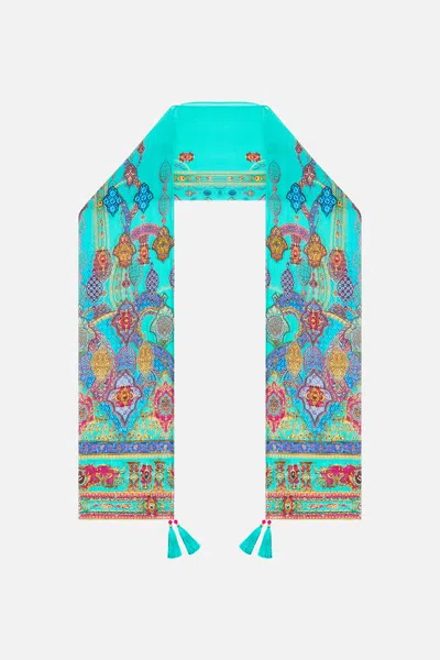 Camilla Long Silk Crinkle Chiffon Scarf The Concubines Corridor In Multi