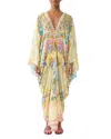 Camilla Long Silk Kaftan In Multi