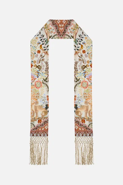Camilla Long Skinny Scarf In Honour Of Heirlooms In Pink