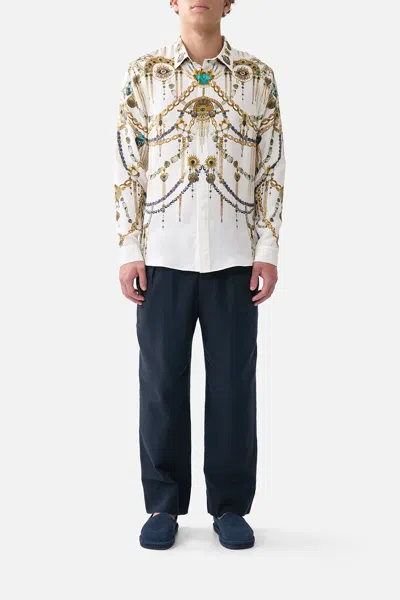 Camilla Long Sleeve Hidden Placket Shirt Chain Gang In Neutral