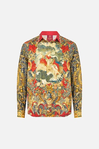 Camilla Long Sleeve Hidden Placket Shirt Meet Me At The Met In Multi