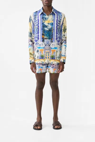 Camilla Long Sleeve Hidden Placket Shirt Song Of Saint Anthony In Blue