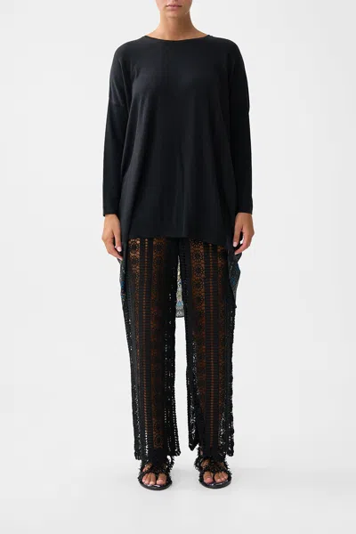 Camilla Long Sleeve Jumper With Print Back Song Of The Solstice In Black