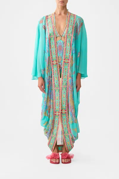 Camilla Long Sleeve Long Cape The Concubines Corridor In Blue