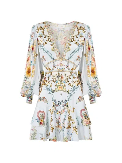 Camilla Long-sleeve Mini Dress In Multi