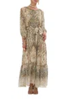 Camilla Long Sleeve Oversized Peasant Dress The Throne Room In Multi
