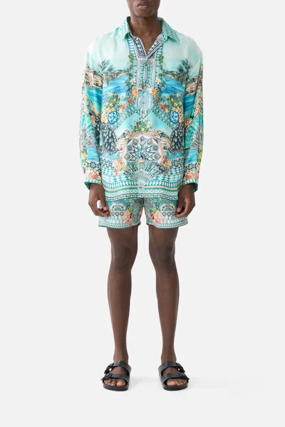 Camilla Long Sleeve Oversized Shirt Balearic Bebé In Green