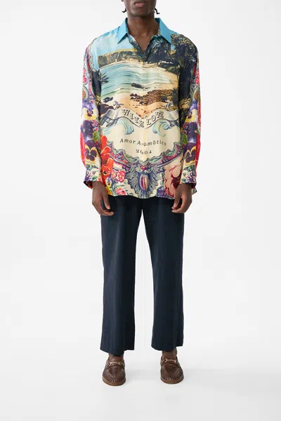 Camilla Long Sleeve Oversized Shirt Bathing Bombshell In Black