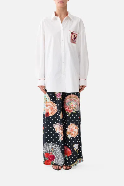 Camilla Long Sleeve Oversized Shirt With Pocket Daughters Of Duende In White