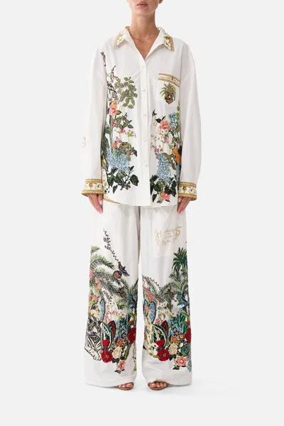 Camilla Long Sleeve Oversized Shirt With Pocket Wanderlust Empire In White