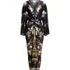 Camilla Long Sleeve Plunge Neck Dress In Black