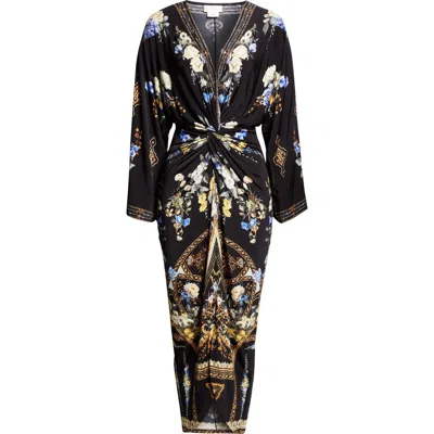 Camilla Long Sleeve Plunge Neck Dress In Black