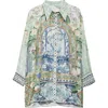 Camilla Long Sleeve Silk Shirtdress In Jardim Party