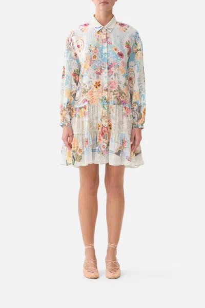 Camilla Long Sleeve Tiered Short Dress A Taste For Lace In Multi