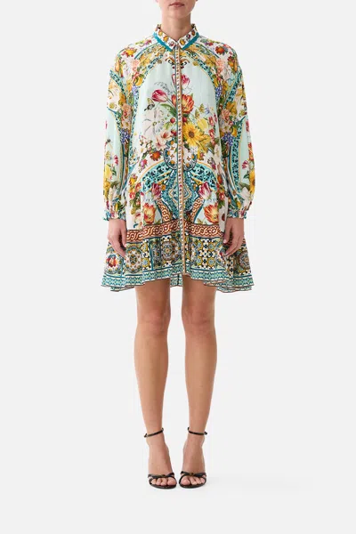 Camilla Long Sleeve Tiered Short Dress Magic Of The Mercado In Multi