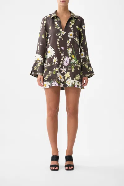 Camilla Long Sleeve Tunic Dress Dish It In Brown