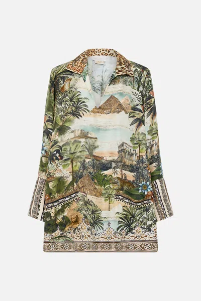Camilla Long Sleeve Tunic Dress Views Of The Valley In Multi