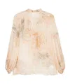 Camilla Floral-print Blouse In Nude