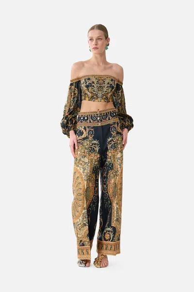 Camilla Long Sleeved Corset Crop Top Museum Memoirs In Black