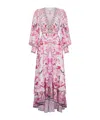 Camilla Long Button Front Dress Botanical Novella In Pink