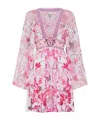 Camilla Lace Up Front Short Dress Botanical Novella In Pink