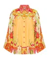 Camilla The Flower Child Society Silk Blouse In Yellow