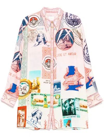 Camilla Long Sleeves Linen Shirt In Pink