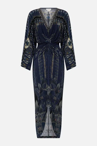 Camilla Long Split Front Twist Dress The Egypt Effect In Blue