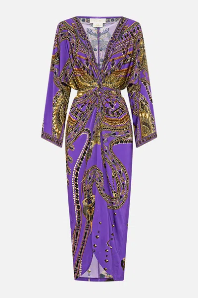 Camilla Long Split Front Twist Jersey Dress Luxorland Lady In Purple