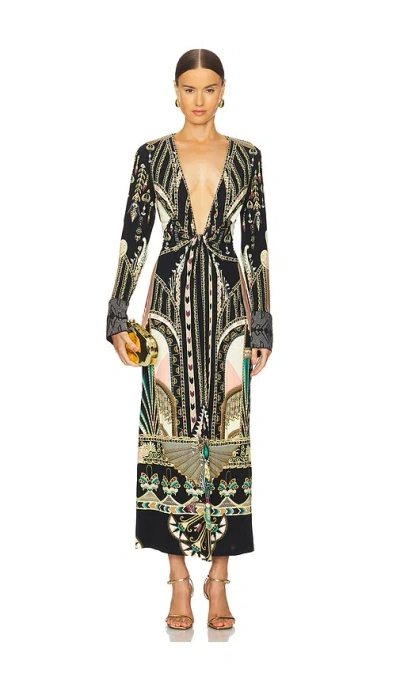 Camilla Long V Neck Twist Front Jersey Dress In They Called Her Nefertari