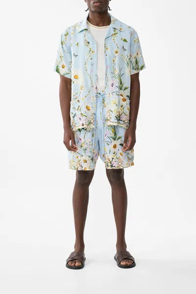 Camilla Long Walk Short With Elastic Back Floral Freefall In Blue