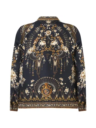 Camilla Long-sleeve Camp-collar Shirt In Black