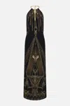 Camilla Low Back Long Dress With Neck Hardware Call Me Cleopatra