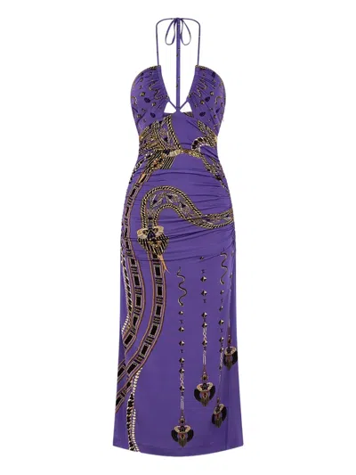 Camilla Luxorland Lady Halterneck Midi Dress In Purple