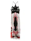 Camilla Lace Splice Bias Long Dress Mark Of Medusa In Black