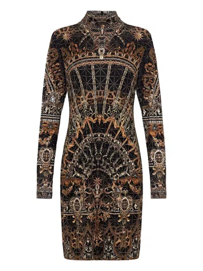 Camilla Masked Moonlight Knitted Mini Dress In Black