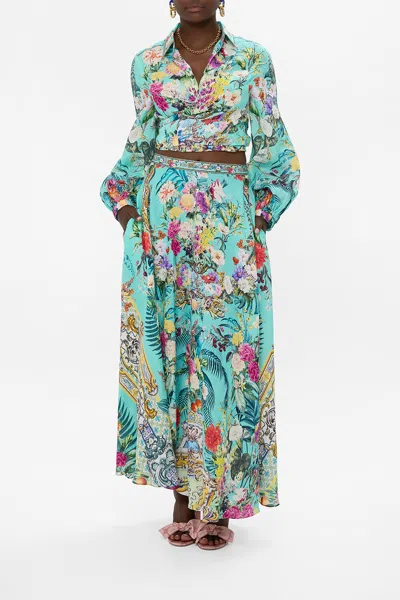 Camilla Maxi Circle Skirt Gardens Of Queluz In Blue